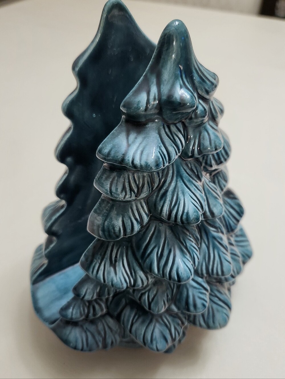 1980s Holland Mold Ceramic Christmas Tree Napkin Holder 9.5" Tall